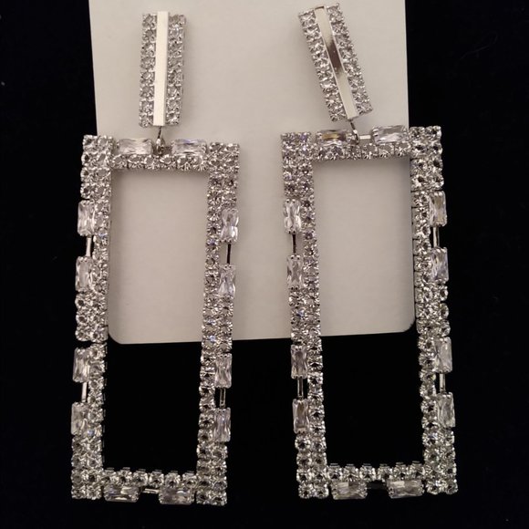 Statement Clear Crystal Earrings - Picture 5 of 7